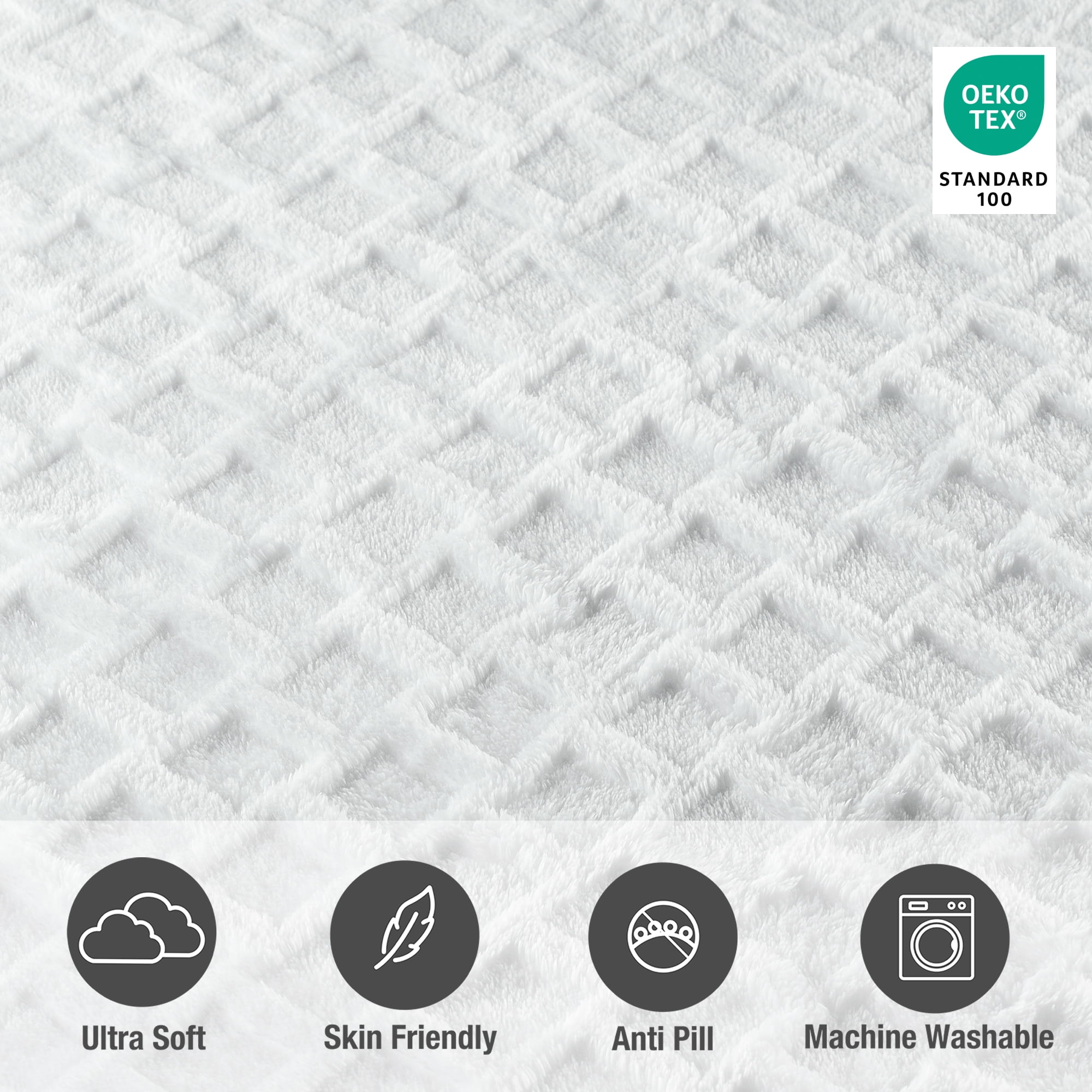 CBCHome Velvet Plush Jacquard Tile Throw Blanket for Couch - Buttery Soft, Cozy Throw, Cute Gifts for Women (Bright White, 50" x 60")
