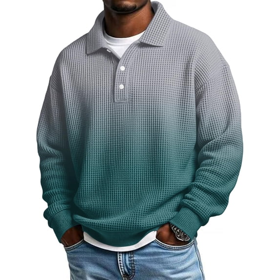 LIaqionyy Golf Shirts for Men Collared Long Sleeve Shirt Comfort Button down Textured Casual Lightweight Sweatshirt