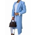 thumbnail image 2 of Women Long Wool Coats for Fall Winter Trench Coat Peacoat Double Breasted Blazer Jackets Overcoat Light Blue L, 2 of 8
