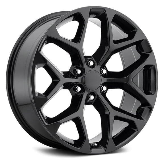 22"x9" for Chevrolet Truck Snowflake Replica Wheels FR 59 Gloss Black (22" x 9",  24 Offset, 6x139.7 Bolt Pattern, 78.1mm Hub)