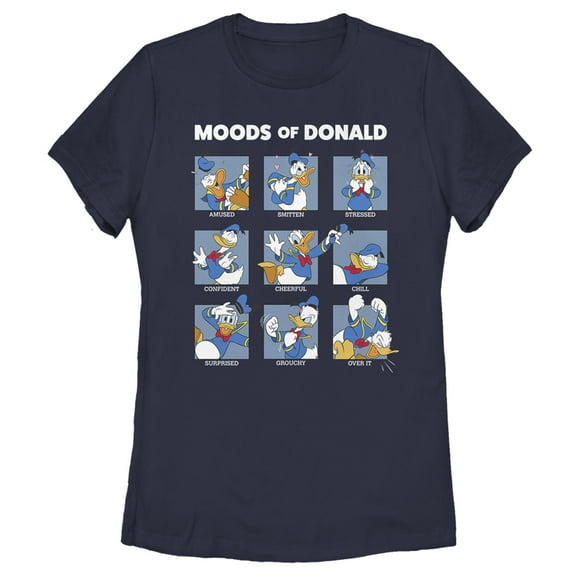 Women's Mickey & Friends The Moods of Donald Duck  Graphic Tee Navy Blue Large