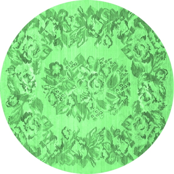 Ahgly Company Indoor Round Medallion Emerald Green French Area Rugs, 3' Round