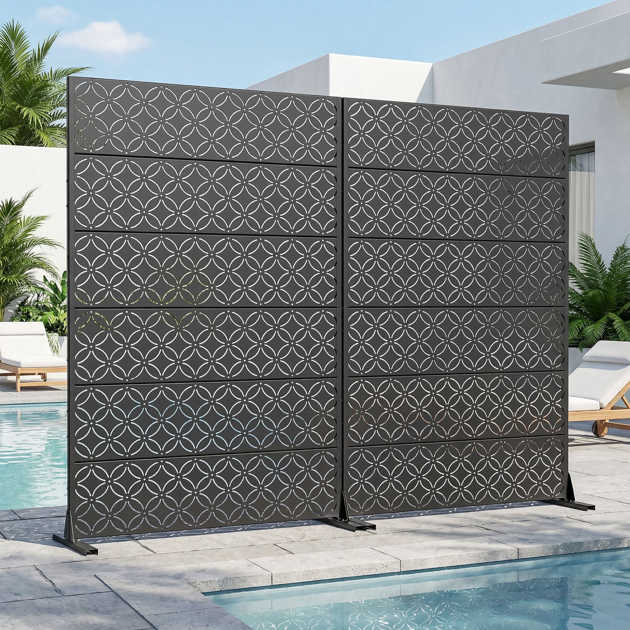 MAYEERTY 72*47in Outdoor Privacy Screen, RV Area Metal Privacy Fence, Privacy Panel for Patio, Balcony, Backyard, Garden