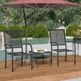 thumbnail image 4 of Patio Bistro Set, 3 Pieces Outdoor Patio Furniture Set, Modern Patio Chairs with Table for Garden, Balcony, Porch, Poolside (Black), 4 of 7