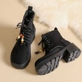 thumbnail image 6 of Dasayo Black Women Boots Ankle Motorcycle Hiking Round Toe Lace up Low Heel Booties Women's Shoes 36, 6 of 6