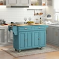 thumbnail image 2 of HOMCOM Kitchen Island with Storage, Kitchen Cart with Drop Leaf, Light Blue, 2 of 10