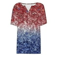 thumbnail image 4 of Womens 4th Of July Tees Button Henley V Neck Shirts American Flag 2025 Short Sleeve Tops Ladie's Independence Day Basic T-Shirts USA Flag Stars Stripes Tunic Top Memorial Day Patriotic Tees Blouses, 4 of 5