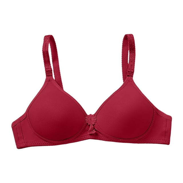 WZXFASHION Women Thin Everyday Sports Bra Comfortable Solid Lifting Bras Breathable Anti Saggy Medium Support Lingerie Bra Wine Red S