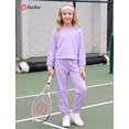 thumbnail image 4 of PatPat Kids Clothing 2 Piece Outfit Set Long Sleeve Top Pants Floral Side Print Purple 7-8Y, 4 of 13