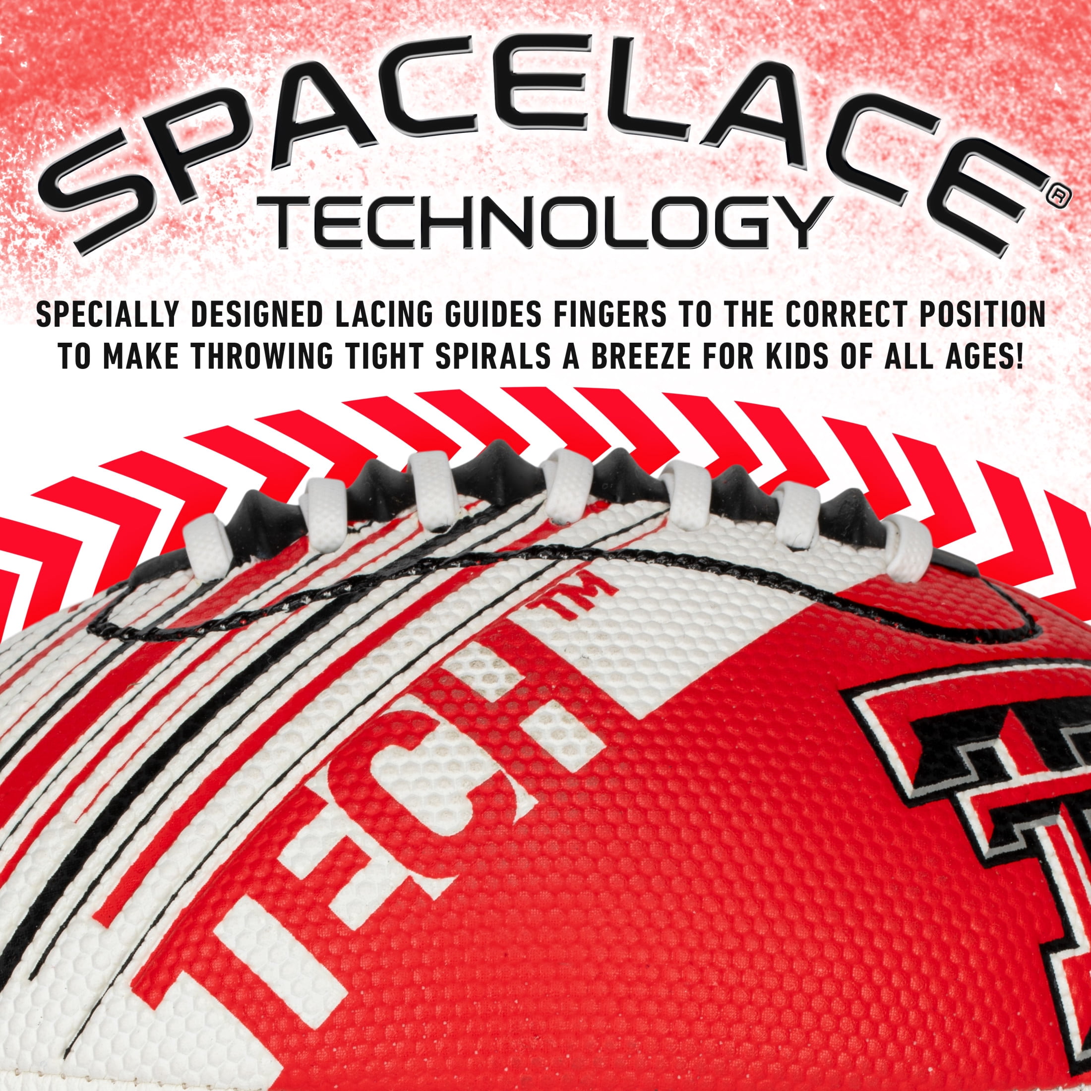 NCAA Texas Tech Red Raiders Foam Football - Youth Mini Football for Kids - 8.5" Junior Soft Foam Football - SPACELACE Easy Grip Cover - Perfect Toy Football for Kids