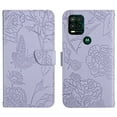 thumbnail image 2 of Dteck Case for Motorola Moto G Stylus 5G 2021 6.8-inch,Magnetic Leather Embossed Flower Case Card Slots Wallet Shockproof Rubber Kickstand Cover with Wrist/Shoulder Strap,Lightpurple, 2 of 9