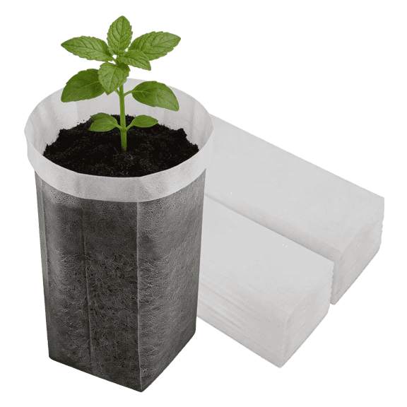 100 Pack Nursery Bags for Plants,9.45''x 10.43'' Non-Woven Fabric Grow Bags, Breathable Seedling Starting Pots for Vegetables, Fruits, and Flowers, White