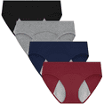 thumbnail image 3 of Loritta Women's Period Panties, 4-Pack Breathable Cotton Super Leak Proof Postpartum Underwear, Size XS-3XL, 3 of 9