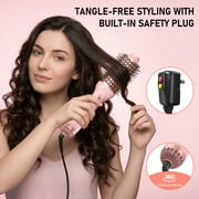 NEXPURE Blow Dryer Brush, 4-in-1 Ionic Hair Dryer Brush Volumizer, Ceramic Titanium Anti-Frizz Hot Air Brush for Medium to Long Hair Styling, Pink
