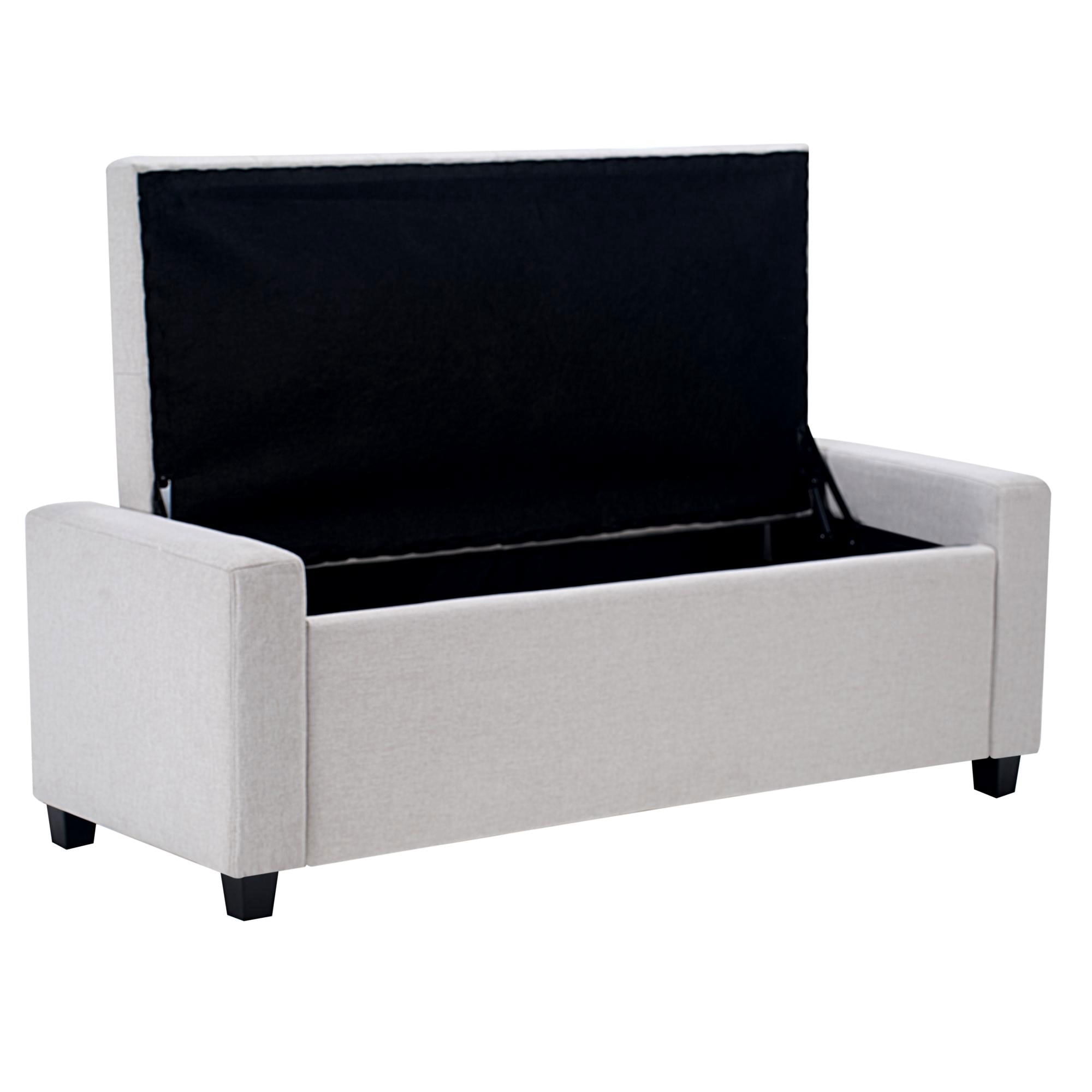 MAYEERTY 48 Inch Tufted Storage Ottoman Bench, Faux Linen Flip-Top Multi-Use Accent Bench for Bedroom Living Room Entryway