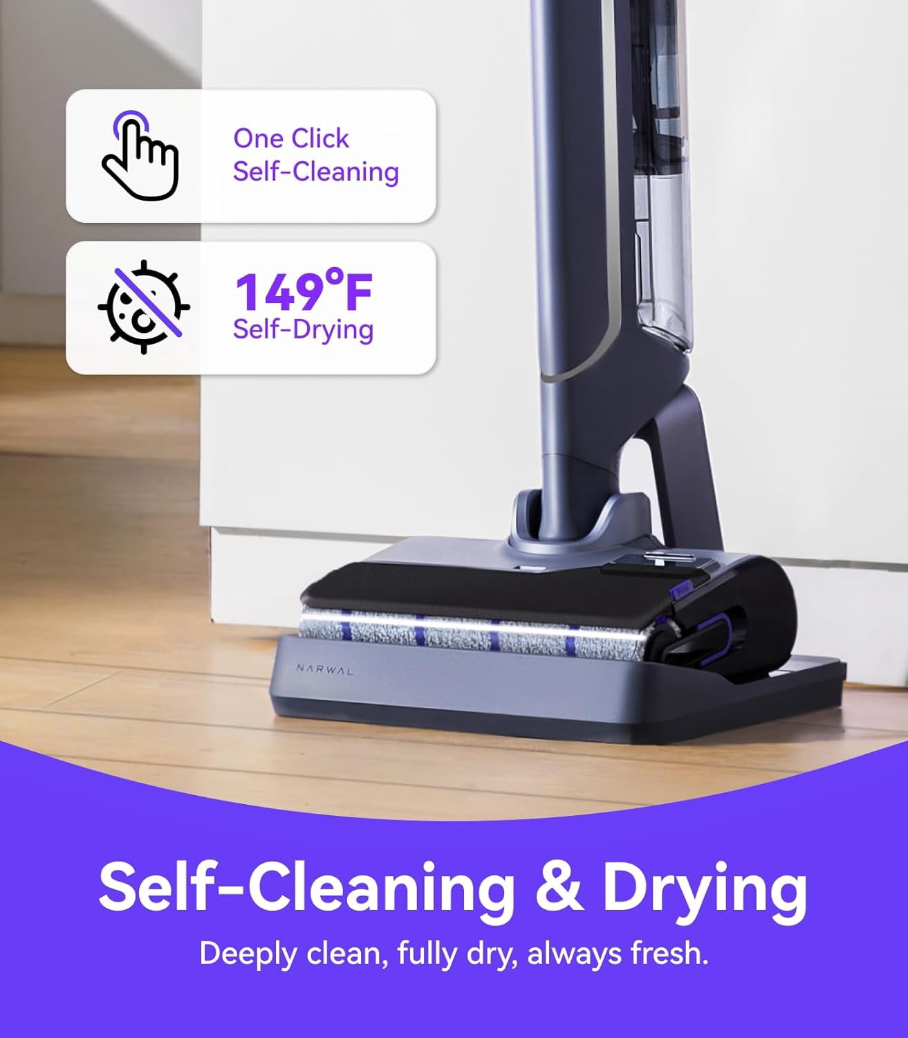 Restored NARWAL S20 Pro Cordless Vacuum Mop with Self-Cleaning, Wet Dry Vacuum Cleaner for Hard Floors, Ideal for Families with Kids and Pets (Refurbished)