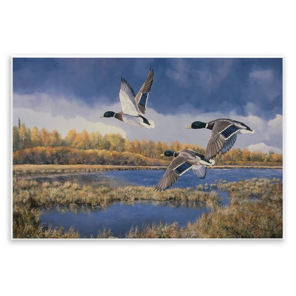 Stupell Industries Ducks Heading South Landscape & Nature Painting Unframed Art Print Wall Art, 15 x 10