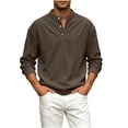 thumbnail image 2 of ZyeKqe Long Sleeve Tops for Men Corduroy Button Front Crewneck Pullover Golf Office Work Business Casual Shirts, 2 of 7