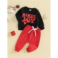 thumbnail image 3 of Bagilaanoe 2Pcs Toddler Baby Boy Valentine's Day Clothes Letter Print Long Sleeve Sweatshirt Tops + Sweatpants 6M 12M 18M 24M 3T Kids Fall Pants Set, 3 of 9