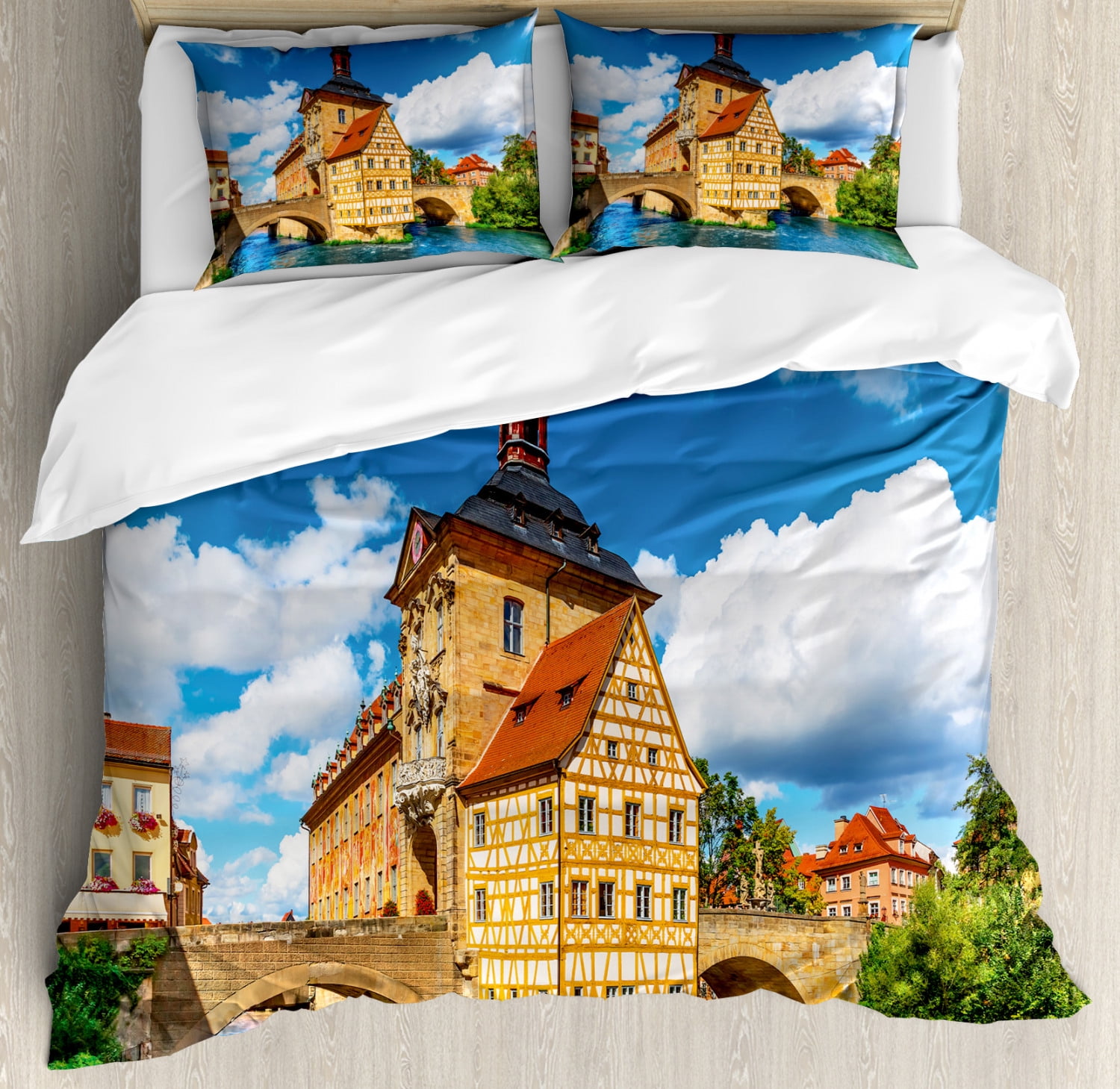 Travel Duvet Cover Set, City Hall Building in the Bamberg Germany