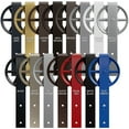thumbnail image 4 of Premium Wagon Wheel Strap Barn Door Hardware Set W/ 6' Track For 2 1/4" Doors, Blue Ribbon, 4 of 16