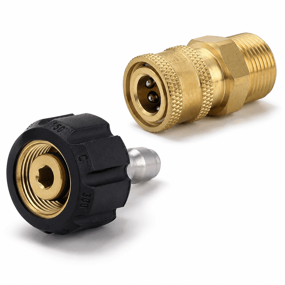 Pressure Washer Quick Connect Adapter Set, M22 14mm to 1/4" Fittings, Convert Spray Gun to 1/4 Inch Wand & Nozzles, Solid Brass Leak-Free Power Washer Couplers