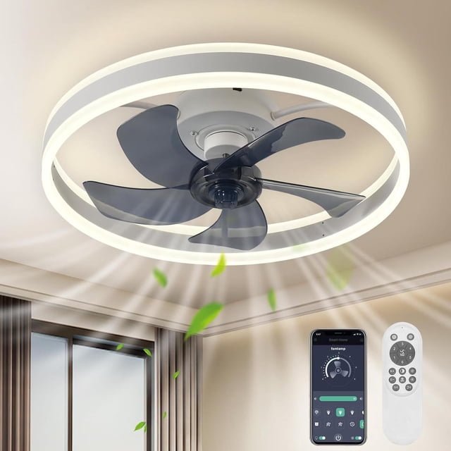 Klonfd Dimmable Fan Ceiling Light Adjustable Wind Speed Chandelier Ventilator Lamp 48W Bedroom Living Room Ceiling Fan With Light Smart Timer And Remote Control Interesting Life