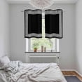 thumbnail image 5 of Black Geometric Kitchen Curtains Small Short 39 Inch Length, Country Farm Traditional Chinese Tile Grommet Top Bedroom Living Room Curtains, Light Filtering Cafe Curtain Drapes 2 Panels Set 55''x39'', 5 of 9