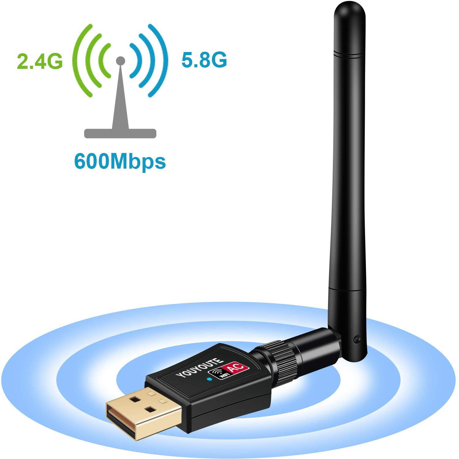 Wireless Usb Wifi Adapter Amerteer 600mbps 2 4ghz 5ghz Dual Band Wifi