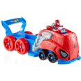 thumbnail image 1 of Set de atletismo para coches de juguete Hot Wheels Spider-Man con lanzador y transportador, 1 of 6