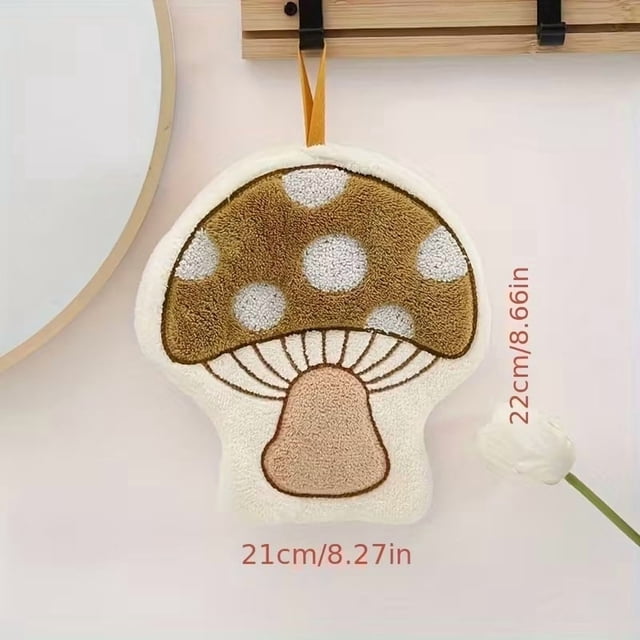 1 toalla de mano con forma de seta, microfibra suave, patrón geométrico, estilo moderno, solo lavado a mano, adecuada for decoración navideña, adornos navideños