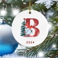 thumbnail image 5 of SLYNSHome Christmas 26 Letters Ornaments 2024 New,3.1 Inch Xmas Personalized Round Initial Sign Hanging Pendant with Snowman Pattern for Tree Party Christmas Home Decoration (B), 5 of 7