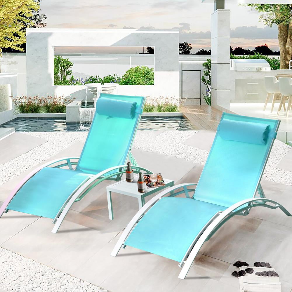 Patio Chaise Lounge Sets 3 Pieces Outdoor Lounge Chair Sunbathing Chair