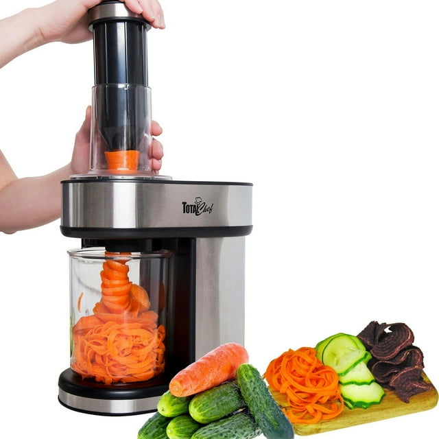 Total Chef Electric Vegetable Spiralizer with 3 Blades, Manual & Automatic Vegetable Slicer for Healthy Meals