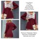 thumbnail image 5 of Top informal para mujer, manga larga, cuello en V, costura de encaje, diseño plisado, Top delicado y lindo de otoño para mujer, rojo vino L, 5 of 6