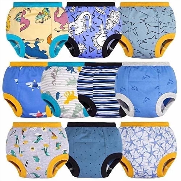 BIG ELEPHANT Pantalones de Entrenamiento para Ir Al Baño para Niños Pequeños, Paquete de 10, 100% Algodón, 7-8 Años