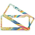 thumbnail image 2 of 2 Pack Abstract Rainbows License Plate Frames Color Abstract Car License Plate Frame Metal 2 Hole for Girl Women Men Vehicles, 2 of 6