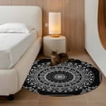 thumbnail image 3 of Black Boho Round Area Rug 3 FT, Small Kitchen Bathroom Mats, Retro Farmhouse Neutral Abstract Geometric Washable Indoor Outdoor Throw Runner Carpet Non-Shedding Doormat for Table Shower Sofa Entryway, 3 of 8