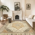 thumbnail image 4 of DEORAB 8X10 Area Rugs for Living Room, Non Slip Indoor Vogue Area Rugs, Low Pile Lightweight Vintage Large Print Mat for Bedroom Dining Room Home Office and Hall,Ultra-Thin, Beige, 4 of 8