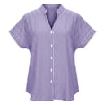 thumbnail image 6 of Enjoytime Womens Blouses Trendy Striped V-Neck Button Down Shirts Short Sleeve Dressy Business Casual Work Tops, 6 of 6