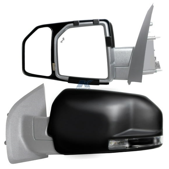 Convient 2015-2020 Ford F-150 K-Source Miroir de Remorquage Extérieur 81850 Snap & Zap; Noir; Lot de 2