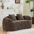 thumbnail image 4 of Timbernest 66" Chenille Curved Sofa, Boneless 2 Seater Cloud Sofa for Small Spaces, Brown, 4 of 12
