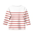 thumbnail image 3 of GA WEIHUA 3/4 Length Sleeve Toddler Girls Tops Striped Casual Crew Neck T Shirts Loose Fit Color Block Dressy Blouses Cute Printed Tunic Tees Kids Clothes(Red,11 Years), 3 of 4