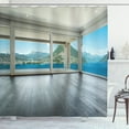 thumbnail image 1 of Ambesonne Seascape Shower Curtain, Ocean Forest Apartment, 69"Wx70"L, Forest Green White, 1 of 3
