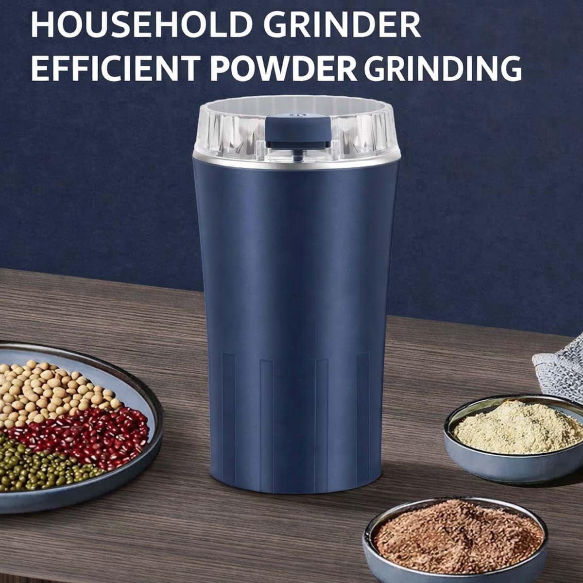 Household Superfine Grinder - 250ml Electric Coffee & Spice Grinder for Multi-Grain Blending & Powdering, One Touch Grinder Electric with Stainless Steel Blades for Beans, Herbs, Nuts, Grains
