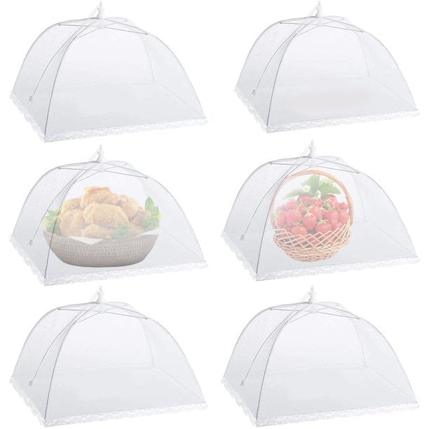 AEDILYS (6 Pack) Large and Tall 17x17 Pop-Up Mesh Food Covers Tent Umbrella for Outdoors, Collapsible Screens Canopy Food Cover Protector from Flies and Bugs for Outdoor and Home Use