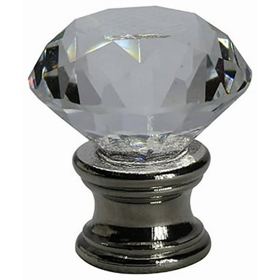 Urbanest Urbanest Crystal Duchess Lamp Finial, Brushed Steel Base, 1 5/16"