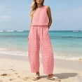 thumbnail image 6 of Htigea Womens Plaid 2 Piece Sets Casual Sleeveless Tank Tops Pants Matching Outfits Summer Loungewear 03 Pink XXL, 6 of 7