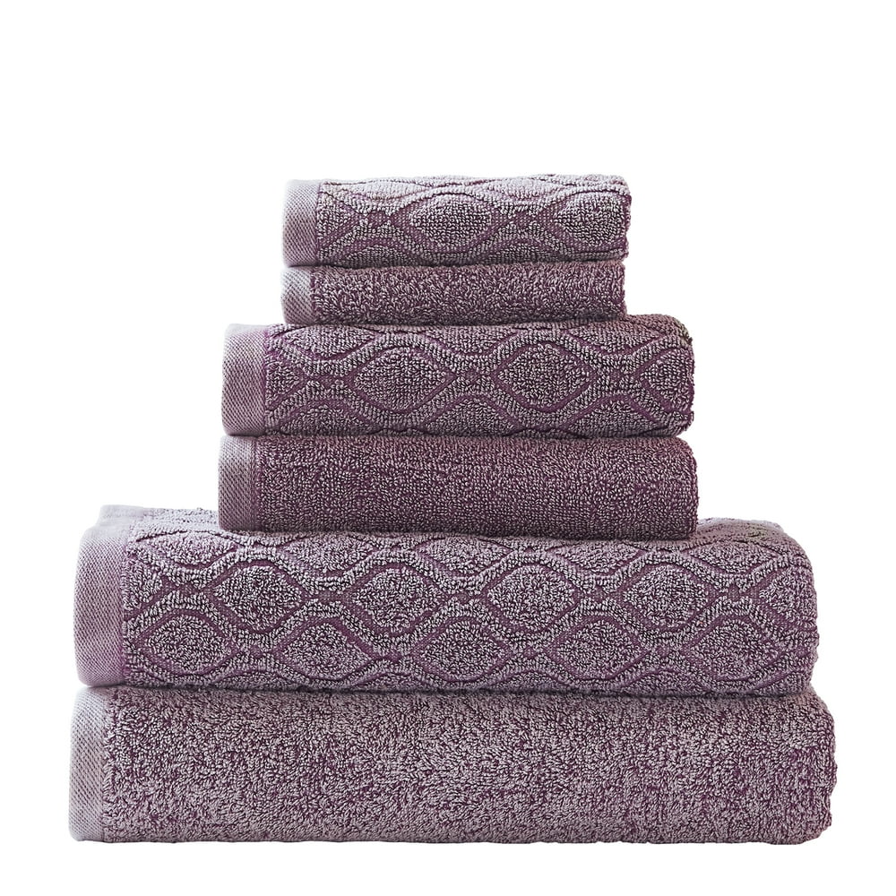 100% Cotton Denim Wash 6PC Jacquard and Solid Towel Set- Fig - Walmart ...