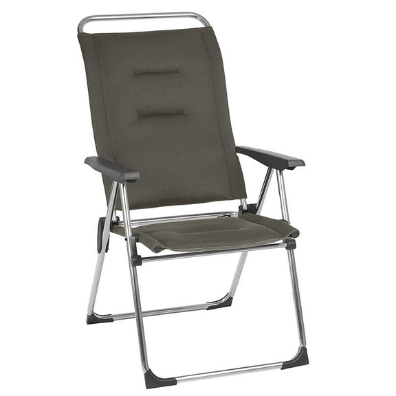 Lafuma Alu Cham Padded Foldable Camping Mesh Reclining Armchair, Taupe
